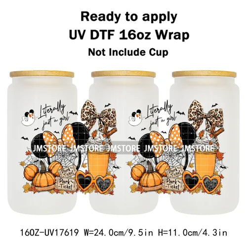 Mouse Ghost Boo Halloween Pumpkin Spooky Season UV DTF Cup Wraps Ready To Apply Transfer Stickers For Libbey Glass Can 16OZ Wrap