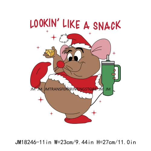 Funny Mouse Princess Christmas Designs Looking Like A Snack Gus Christmas Heat Transfer Stickers Ready To Press For Clothes Bags