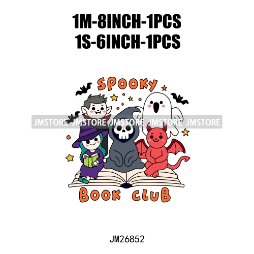 Custom Trick Or Read Ghost Witches Spooky Book Club Decals Bookish Girly Halloween DTF Iron On Transfers Stickers For T-shirts