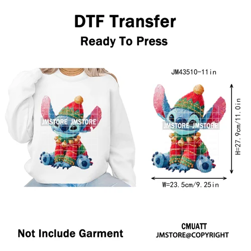 Cute Cartoon Characters Merry Christmas Holiday Gifts Xmas Iron on Washable DTF Heat Transfer Sticker Ready to Press for Clothes