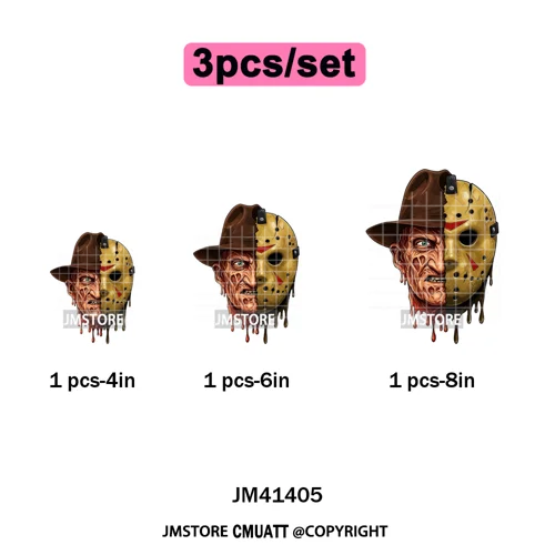 Spooky Soda Can Killer Checkered Horror Characters Drink Halloween Iron on DTF Heat Transfer Stickers Ready to Press for Textile