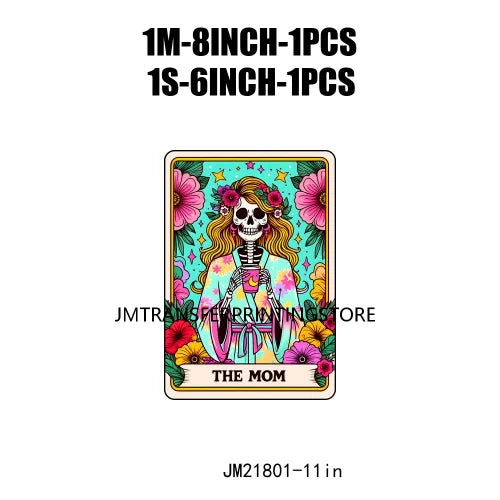 Colorful Iron On Dog Cat Mom The Mom Tarot Card Woman Skeleton Mother Decals DTF Transfer Stickers Ready To Press For Hoodies