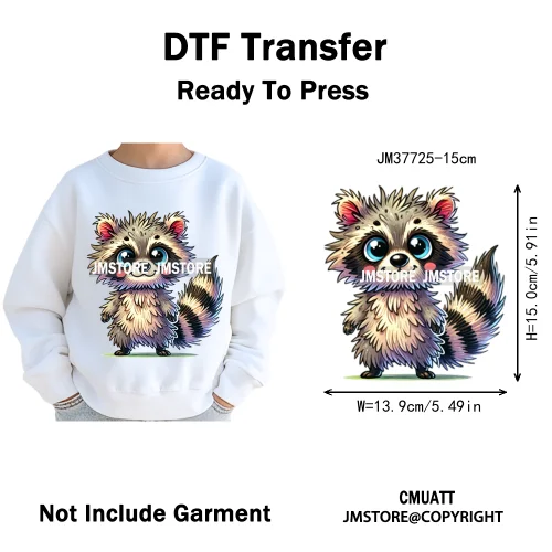 15cm 5.9in Kids Size Funny Pets Lovers Playful Panda Lion Chameleon Animal Iron on DTF Transfer Stickers Ready to Press for Bag
