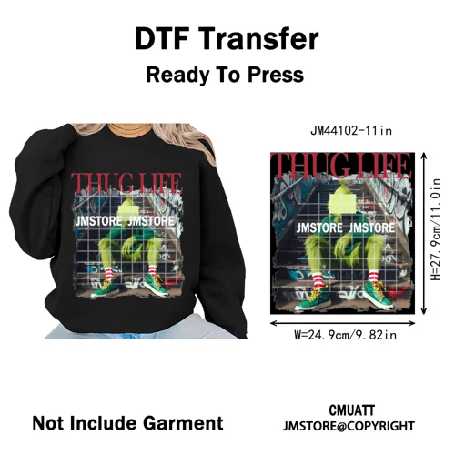 Thug Life Cartoon Movie Xmas Friends Christmas Thief Iron on Washable DTF Transfers Stickers Ready to Press for T-shirts Bags