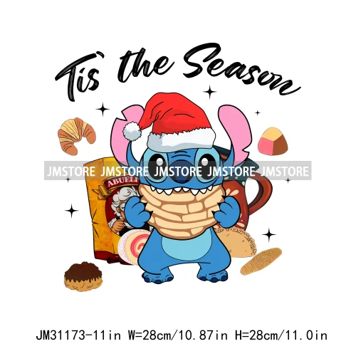 Funny Tis The Season Mexican Chocolate Pink Christmas Pan Dulce Spanish Iron On DTF Transfer Stickers Ready To Press For Clothes