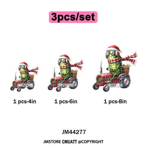 Merry Pickles Christmas Xmas Cucumber Holiday Santa Iron on Washable DTF Heat Transfer Stickers Ready to Press for T-shirts Bags