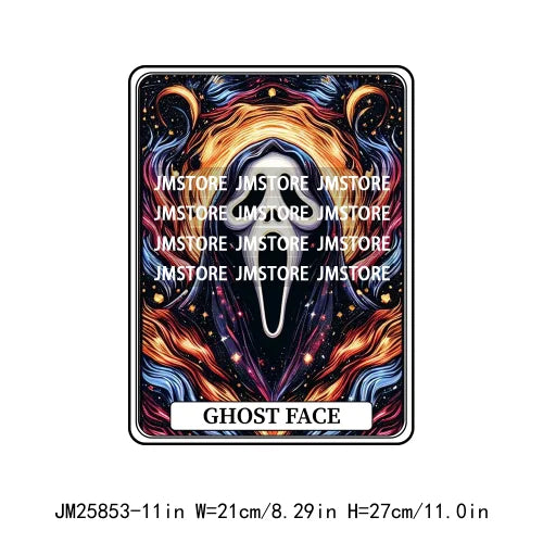 New Halloween Trickster Killer Scary Characters Tarot Cards Thermal Logos DTF Iron On Heat Press Transfers Stickers For Clothes