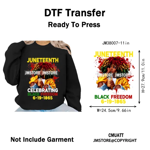 Juneteenth Vibes Black History They Not Like Us Black Queen Washable Iron on DTF Transfers Stickers Ready to Press for Clothing