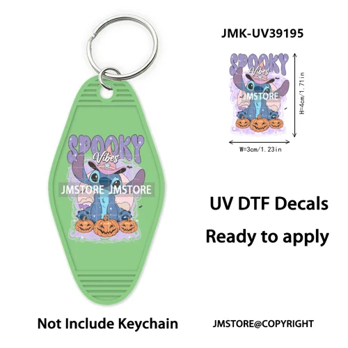 Horror Pumpkin Halloween Cartoon UV DTF Motel Keychain Decal Ready To Ship Durable Transfer Stickers Prints For Hotel Keychain