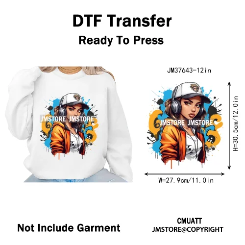 12in Glossy Dripping Lips Streetwear Graffiti Trap Girls Iron on DTF Thermal Transfer Stickers Ready to Press for Woman Clothing