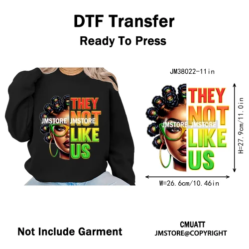 Juneteenth Vibes Black History They Not Like Us Black Queen Washable Iron on DTF Transfers Stickers Ready to Press for Clothing