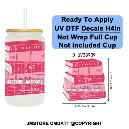 Fantasy Book Lover Gifts Positive Quotes UV DTF Decals Ready To Apply Waterproof Transfer Stickers For 16OZ Libbey Glass Can Cup
