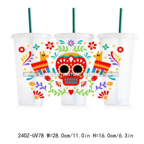 Cafecito Y Chisme 24OZ Cold Cup UV DTF Cup Wrap Transfer Stickers For DIY Craft Waterproof Durable Label Custom  Mexican Conchas