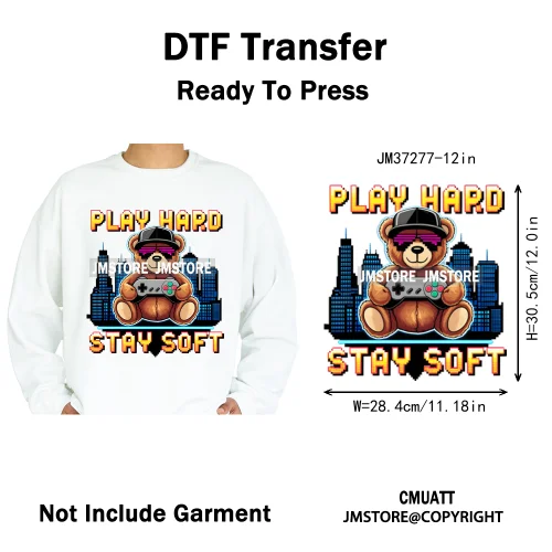 12in Graffiti Streetwear Beasts Cartoon Animals Hip Hop Quotes Iron on DTF Heat Transfers Stickers Ready to Press for Hoodies