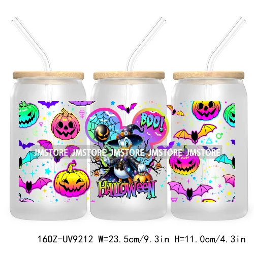 Boo Halloween Cartoon 16OZ UV DTF Cup Wrap Transfer Stickers Custom Labels Durable Waterproof For Libbey Glass Can Fall Pumpkin