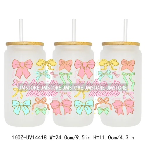 Floral Best Mom Ever Mama Life UV DTF Wraps Transfer Sticker Selfadhesive Waterproof For 16OZ Libbey Glass Can Tumbler