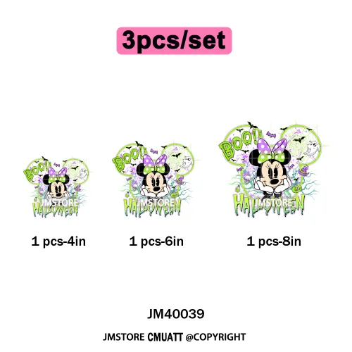 Happy Halloween Nightmare Cartoon Character Pumpkin Skeleton Iron on DTF Washable Transfers Stickers Ready to Press for T-shirts