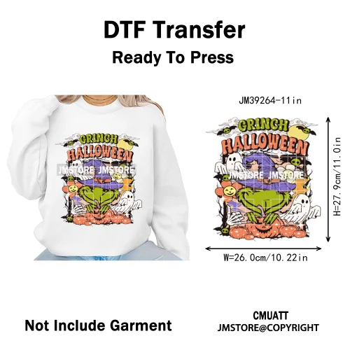 Pumpkin Spice Season Cartoon Horror Nightmare Halloween Vibes Iron on DTF Washable Transfers Stickers Ready to Press for Hoodies