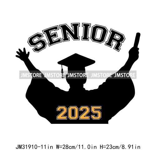 Happy University Graduate Senior Class Of 2025 Decals Iron On DTF Heat Transfer Stickers Ready To Press For Clothes Bags