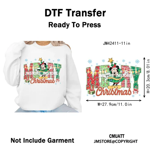 Ho Ho Ho Christmas Coquette Gifts Santa Cartoon Characters Iron on DTF Washable Transfers Stickers Ready to Press for Clothing