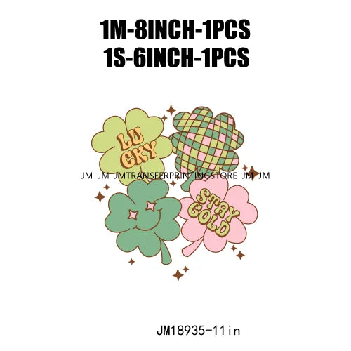 Happy St Patrick's Irish Day Lucky Vibes Shamrock And Roll Wish DTF Heat Transfers Stickers Printing Ready To Press For Clothing