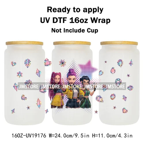 Kpop Idol Fan Art Anime Lover Gift UV DTF Cup Wrap Ready To Apply Transfer Stickers 16OZ Tumbler Wraps DIY For Libbey Glass Can
