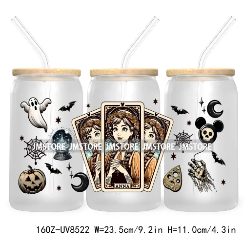 Horror Characters Tarot Card Halloween UV DTF Sticker For 16OZ Libbey Glass Cup Can Wrap Transfer Stickers Custom Label DIY Logo