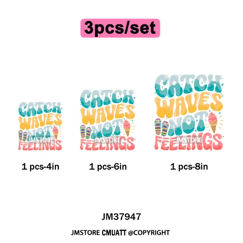 Funny Summer Quotes Sunset Palm Trees Beach Vacation Vibes Washable Iron on DTF Transfer Sticker Ready to Press for Textile Bags