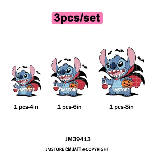 Spooky Vibes Horror Trick Or Treat Cartoon Animal Pumpkin Bats Iron on DTF Washable Transfers Sticker Ready to Press for Hoodies
