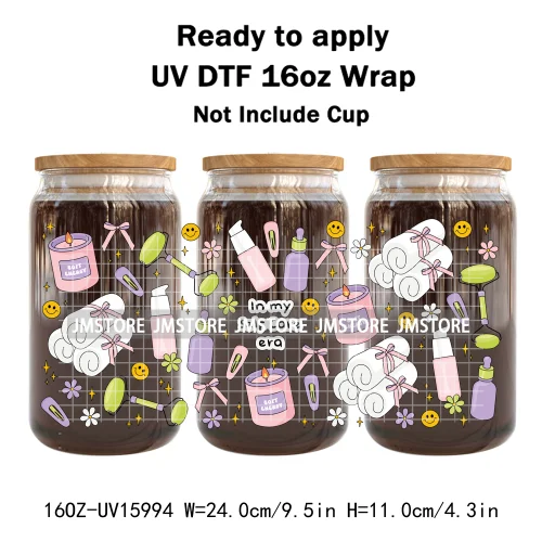 Coffee Coquette Bookish School Girly UV DTF Wraps Transfer Sticker Waterproof High Quality For 16OZ Libbey Glass Can Tumbler Mug