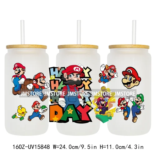 Retro Game Super Hero Princess UV DTF Cup Wraps Ready To Apply Waterproof Transfer Stickers For 16OZ Libbey Glass Can Tumbler