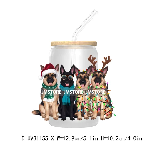 Funny Dog Cat Pets Christmas UV Sticker Decals For Libbey Cold Cups Mugs Tumbler Transfer Stickers Waterproof Logo Merry Woofmas