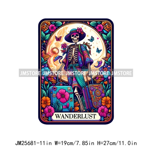 Custom Flower La Chismosa Dog Cat Lover Badass Skull Tarot Card  DTF Iron On Heat Transfers Stickers Ready To Press For Hoodies