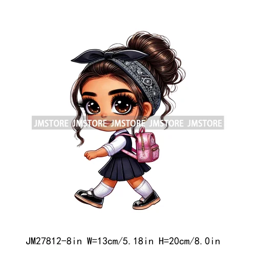 Cute Back To School Latina Baby Princess Chicana Hispanic Girls Designs DTF Iron On Transfer Stickers Ready To Press For Hoodies