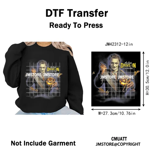 Funny Halftone Movie Series Killer Halloween Spooky Season Iron on DTF Washable Transfers Stickers Ready to Press for T-shirts
