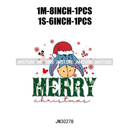 Merry Christmas Cute Cartoon Animal Friends Winter White Festive Vibes Iron On DTF Transfers Stickers Ready To Press For Hoodies