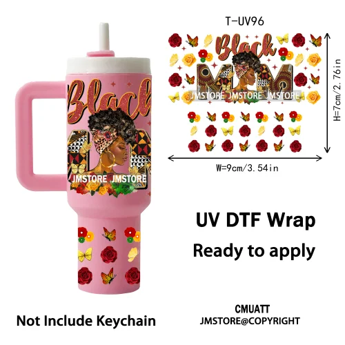 Black Mom Queen Afro African Custom UV DTF Stickers Print Tumbler Wraps Ready to Transfer Waterproof For Mini Tumbler Keychain