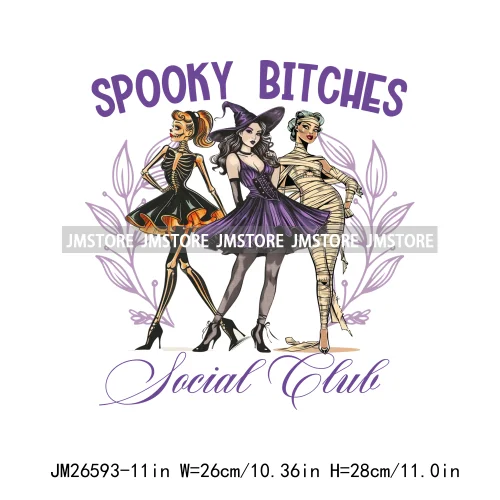 Spooky Halloween Mama Witch Social Club Coquette Bows Ghost Black Cat DTF Iron On Transfer Stickers Ready To Press For Clothing