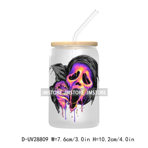 Thug Life Horror Movie Scary Halloween UV DTF Transfer Stickers Decals For Libbey Cold Cups Mugs Tumbler Coquette Bow Friends