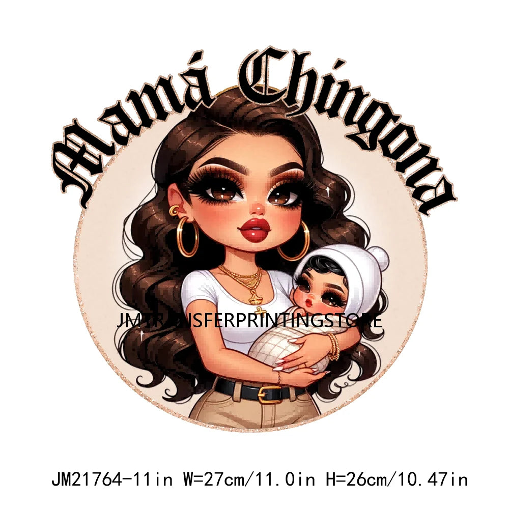 Latina Mexican Chingona Chicana Mom Sayings Hay Comida En La Cas Porque Soy Tu Madre Y Punto DTF Transfer Stickers For Hoodies