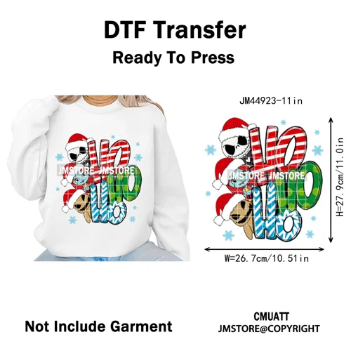 Cartoon Movie Friends Coquette Merry Christmas Sandy Claws Iron on Washable DTF Heat Transfer Sticker Ready to Press for Hoodies