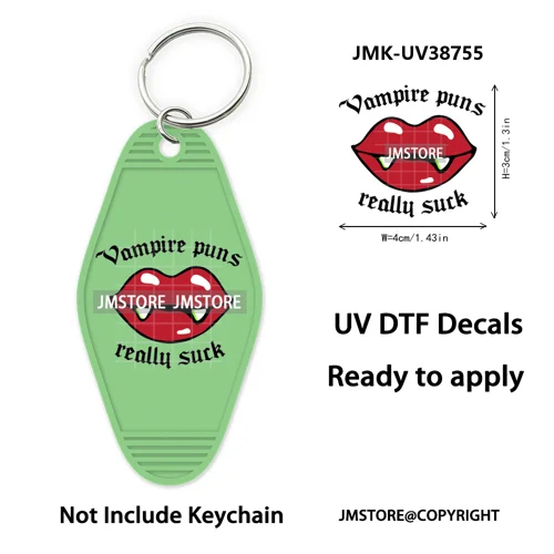 Funny Halloween Skull Skeleton Ghosts UV DTF Motel Keychain Wraps Ready To Apply Waterproof High Quality Hotel Keychain Decals