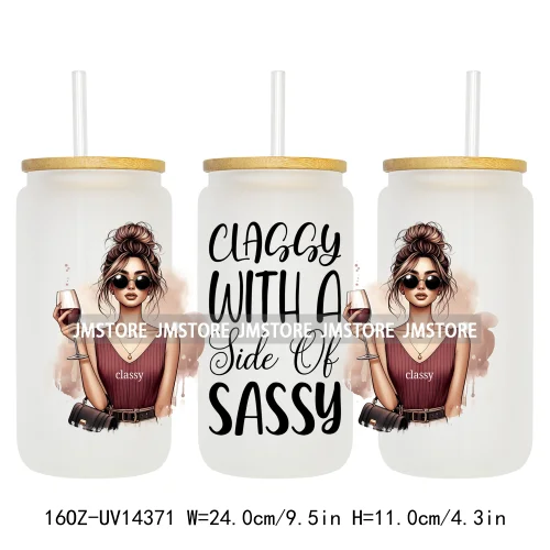 Fashion Girls Coffee Lover UV DTF Wraps Transfer Sticker Selfadhesive Waterproof High Quality For 16OZ Libbey Glass Can Tumbler