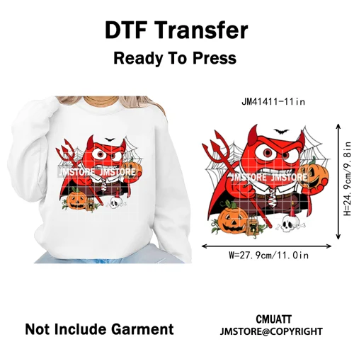 Funny Cartoon Movie Character Halloween Pumpkin Coquette Iron on DTF Washable Heat Transfer Stickers Ready to Press for Clothes