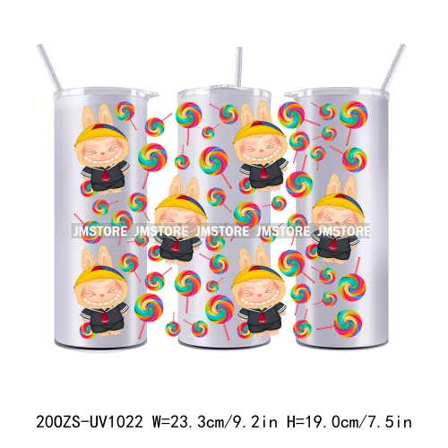 Cute Monster Doll Cartoon Character 20OZ Skinny Tumbler Wrap Ready To Apply UV DTF Transfer Stickers Durable Prints For Tumbler