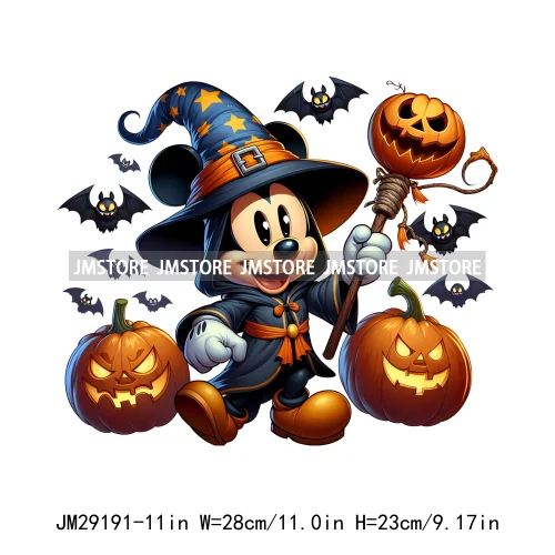 Cartoon Halloween Scary Cute Horror Characters Pumpkin Fall Vibes DTF Iron On Transfers Stickers Ready To Press For Clothing