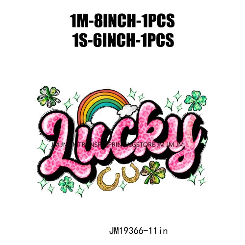 Shamrock Crusher Sassy litt lassie St Patricks Day Coffee Rainbow Gnomies Logos DTF Transfer Stickers Ready To Press For Hoodies