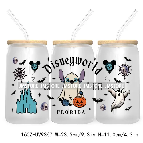 Halloween Mouse And Friends UV DTF Sticker For 16OZ Libbey Glass Cup Can Wrap Transfer Stickers Custom Labels Logo Spooky Vibes