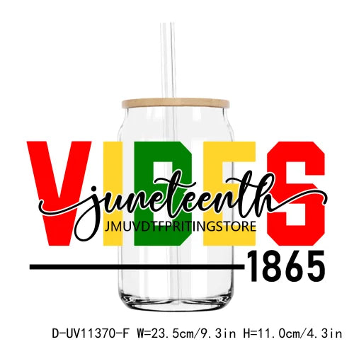 Celebrate 1865 Juneteenth Hope UV DTF Transfer Stickers Decals For Libbey Cold Cups Mug Tumbler Waterproof DIY Craft Black Power