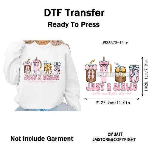 Coffee Mom Club Girlie Drink Reading Motivational Positive Quotes Iron on DTF Heat Transfers Stickers Ready to Press for Clothes